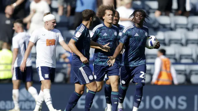 Goal celebrations for Jeremy Monga of Leicester City