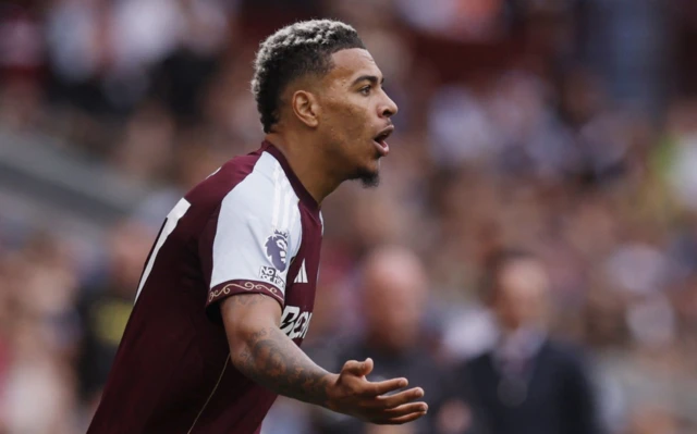 Aston Villa's Morgan Rogers reacts