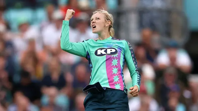 Sophia Smale of Oval Invincibles celebrates