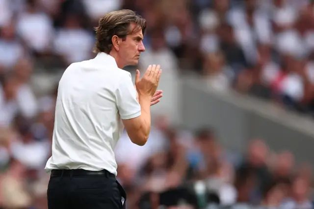 Tottenham Hotspur Manager Thomas Frank applauds his team