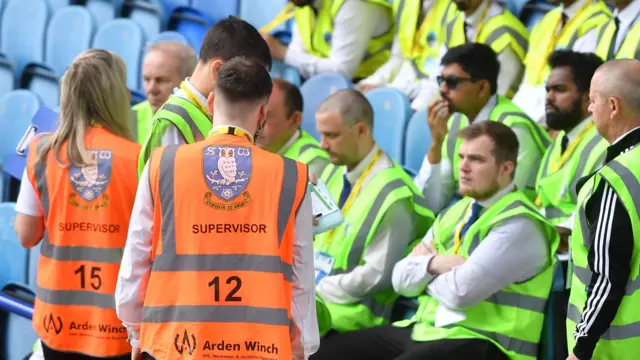 A general view inside Sheffield Wednesday Hillsborough stadium showing security brief