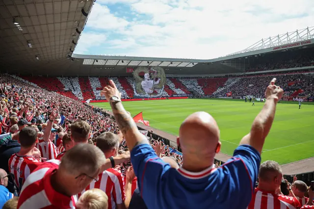 A general view (Gv) as Sunderland fans display a tifo before the Premier League match between Sunderland and West Ham United