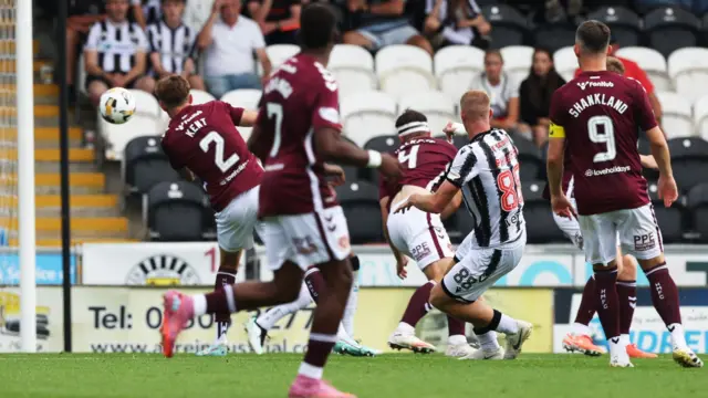 Killian Phillips has a shot for St Mirren against Hearts