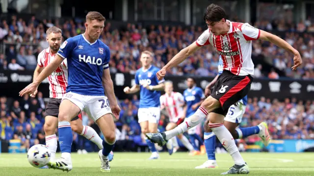 Jay Robinson of Southampton attempts a shot on goal