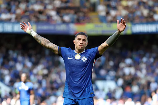 Enzo Fernandez of Chelsea reacts