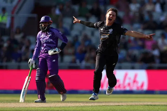 Sonny Baker of Manchester Originals celebrates