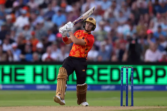Jacob Bethell of Birmingham Phoenix hits a six