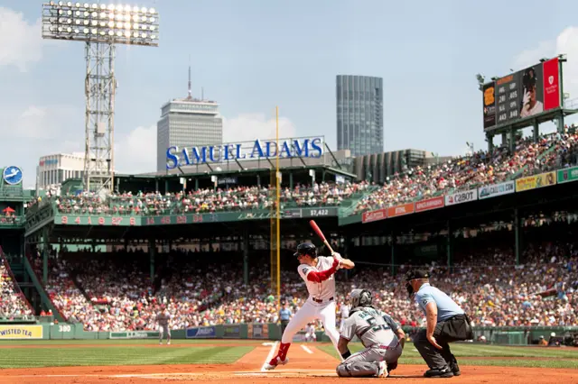 Roman Anthony #19 of the Boston Red Sox bats