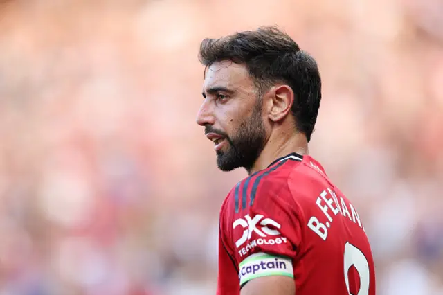 Bruno Fernandes of Manchester United looks on