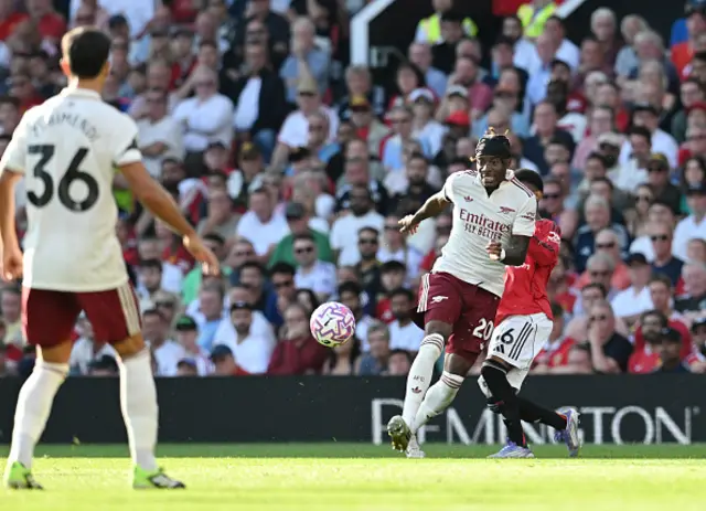 Noni Madueke of Arsenal controls the ball