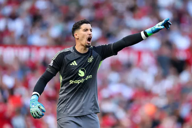 Altay Bayindir of Manchester United gestures