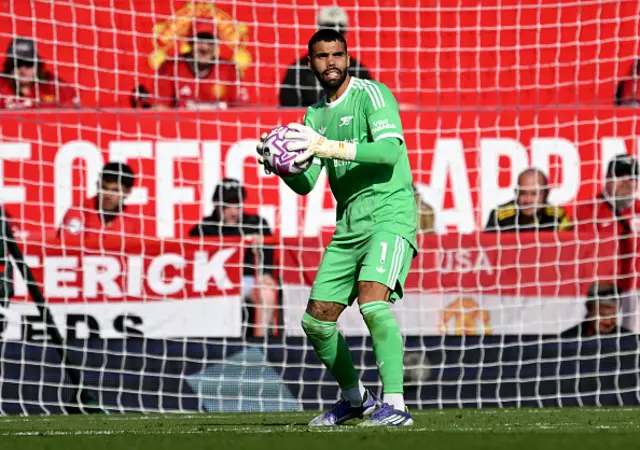 David Raya of Arsenal controls the ball