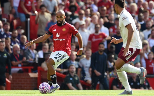 Manchester United's Bryan Mbeumo in action