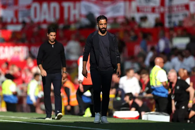 Ruben Amorim, Manager of Manchester United leaves the pitch