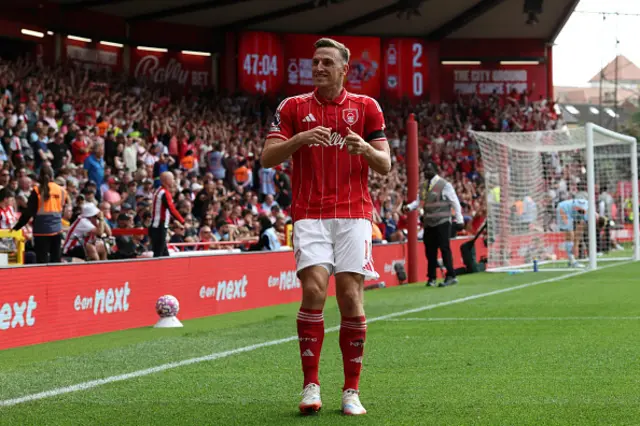 Chris Wood celebrates