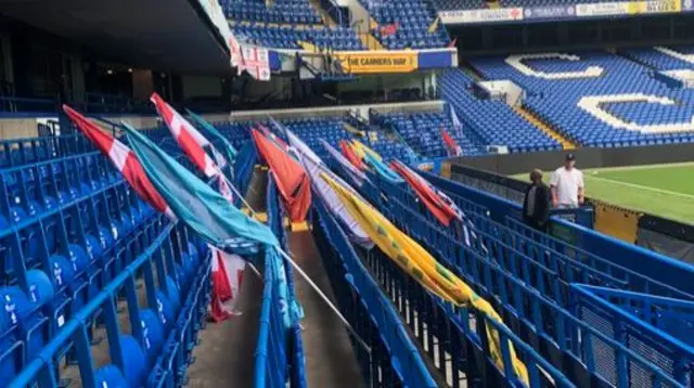 The flags due to be displayed in the Shed End
