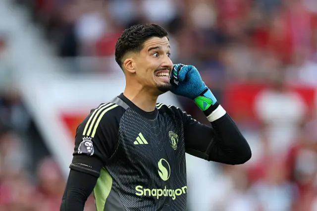 Altay Bayindir of Manchester United reacts