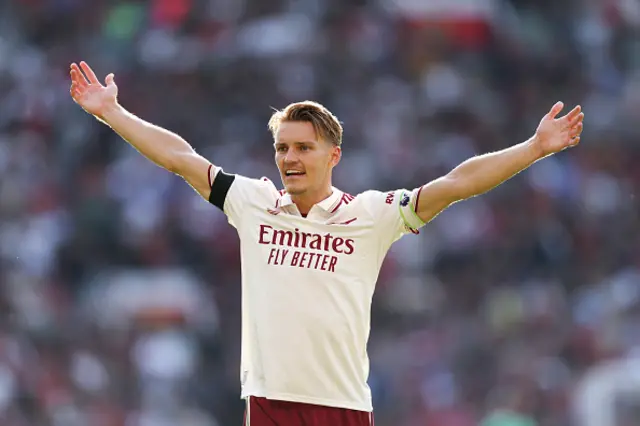 Martin Odegaard of Arsenal gestures