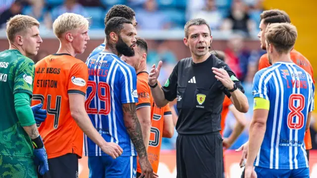 Dundee United and Kilmarnock players