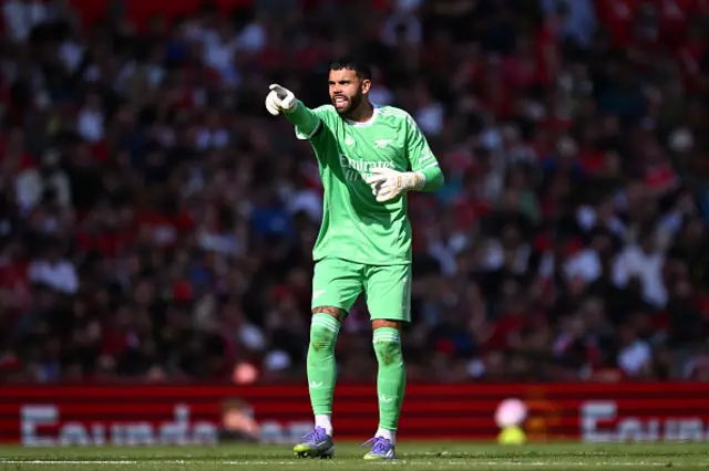 David Raya of Arsenal reacts