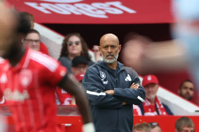 Nottingham Forest's Portuguese manager Nuno Espirito Santo looks on