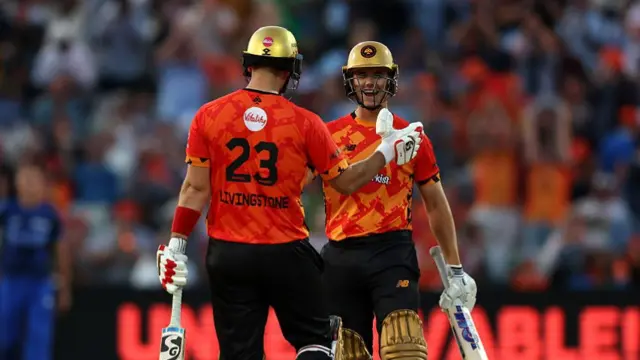 Liam Livingstone and Jacob Bethell of Birmingham Phoenix celebrate victory