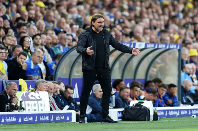 Daniel Farke, Manager of Leeds United gestures