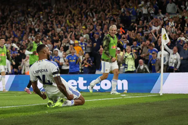 Lukas Nmecha of Leeds United celebrates