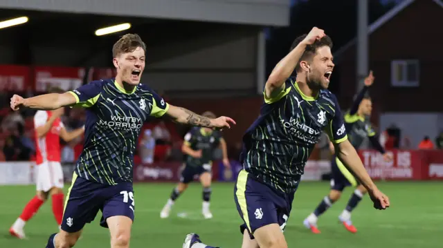 Calum Agius scores for Crewe