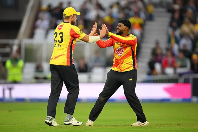 Rehan Ahmed celebrates