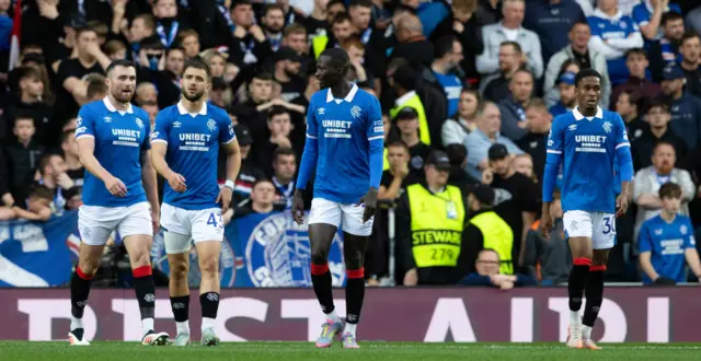Rangers players looking dejected