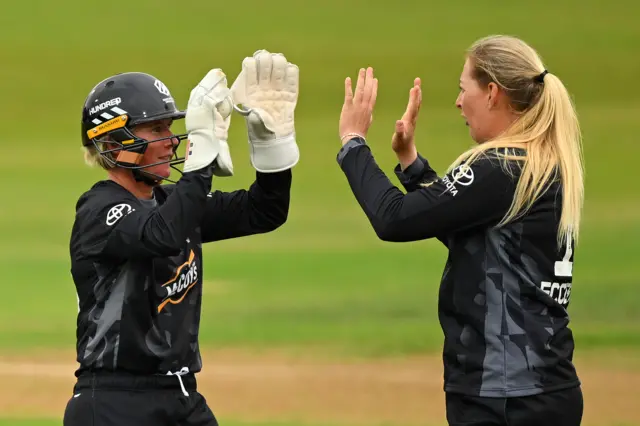 Sophie Ecclestone celebrates a wicket