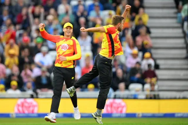 David Willey celebrates a wicket
