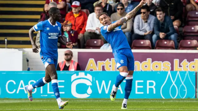 Tavernier celebrates making it 1-0