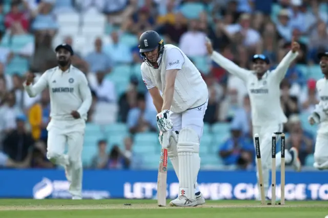 Zak Crawley is bowled