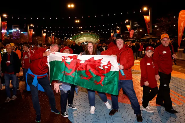 Fans outside the stadium