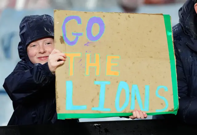 A Lions fan before the Qatar Airways Lions Tour match