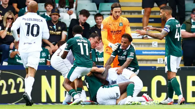 Plymouth v Barnsley melee
