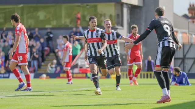 Grimsby Town celebrate scoring