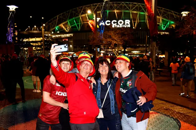 Fans outside the stadium