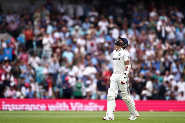 Akash Deep walks off after being dismissed for 66