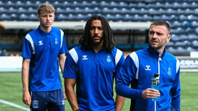 Kilmarnock's Dominic Thompson (centre) and Greg Kiltie (right)