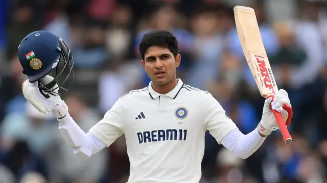 Shubman Gill raises bat for century