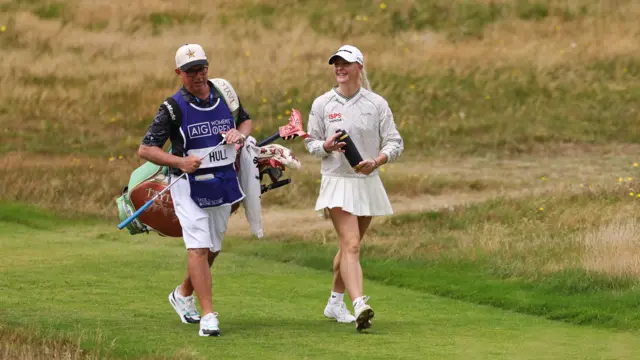 Charley Hull walking down the fairway