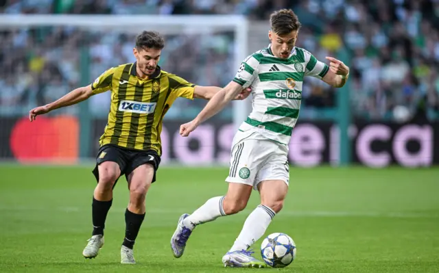 Celtic's Kieran Tierney and Kairat's Jorginho
