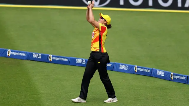 Sciver-Brunt holds onto the catch at long-on to remove Lanning