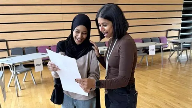 Teacher and students opening results