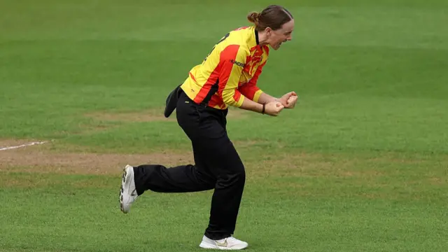 Gordon celebrates picking up the wicket of Capsey