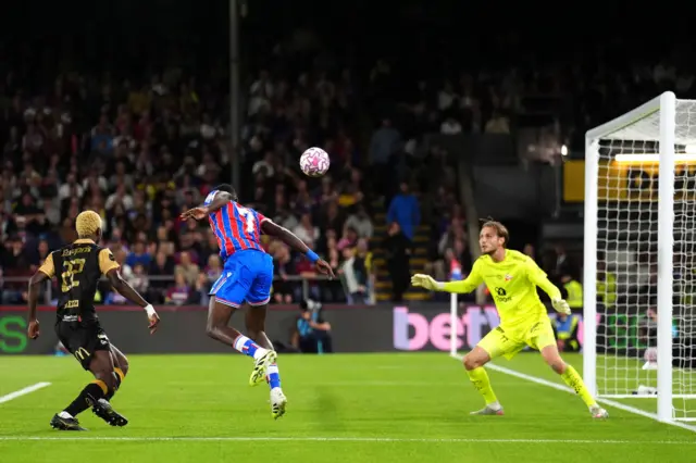 Sarr goes close to finding the opener with a header
