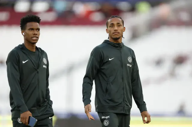 Chelsea's Estevao and Joao Pedro before the match